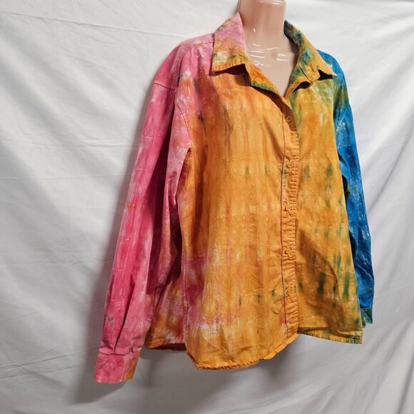 Cotton Citizen Tie Dye Button Up Shirt Women Size L Multicolor Cotton - Picture 11 of 11